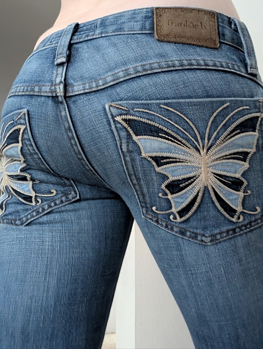frankie b vintage butterfly pocket jeans 24